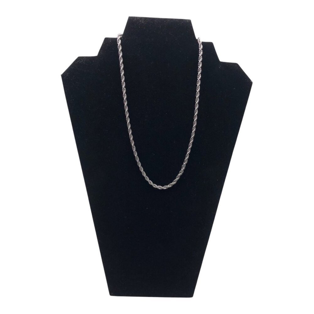 4mm Mens Stainless Steel Twist‎ Rope Chain Necklace 18in With Lobster Clasp - Picture 7 of 12